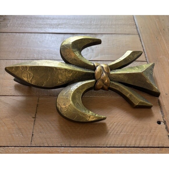 Fleur De Lis Heavy Brass Door Knocker Signed Used - Picture 4 of 12